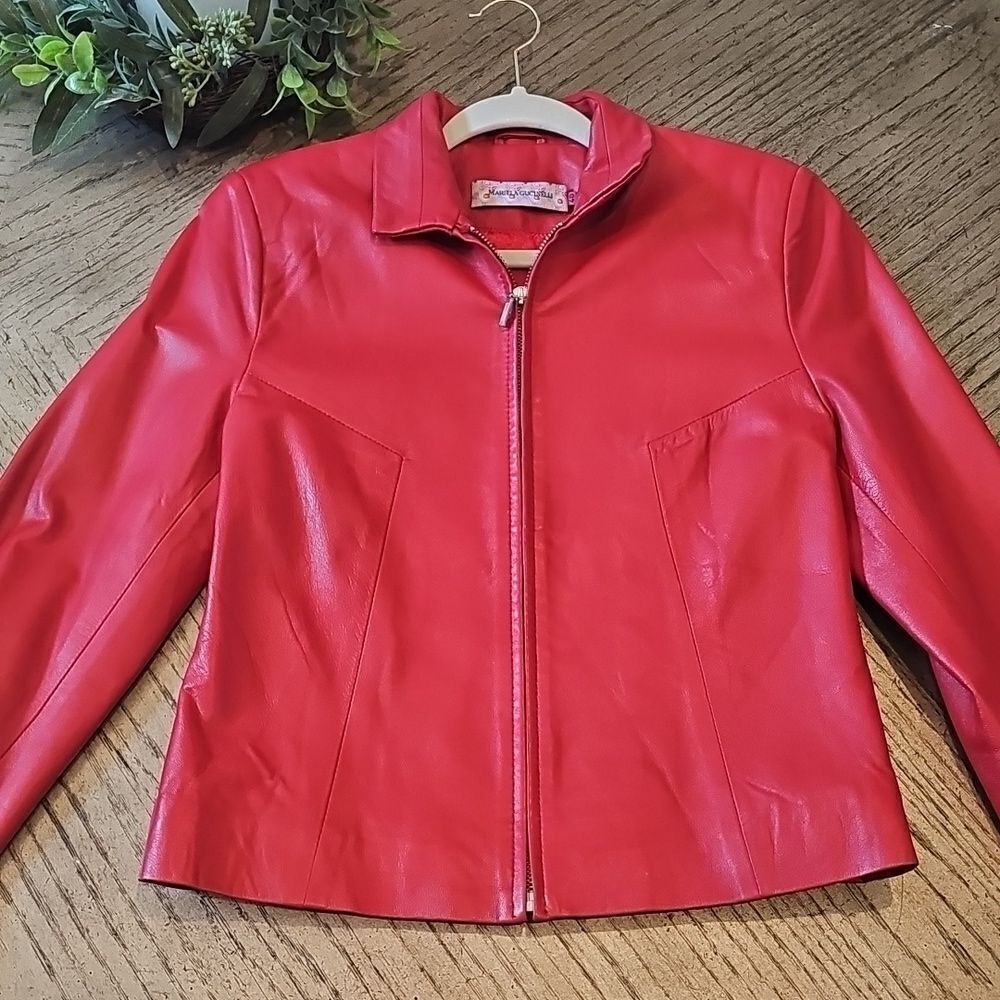 Red leather jacket size M or 40 Mariela Gucinelli excellent condition